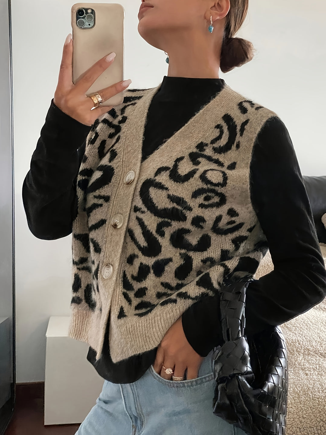 Hattie | Animal-Print Button-Front Vest