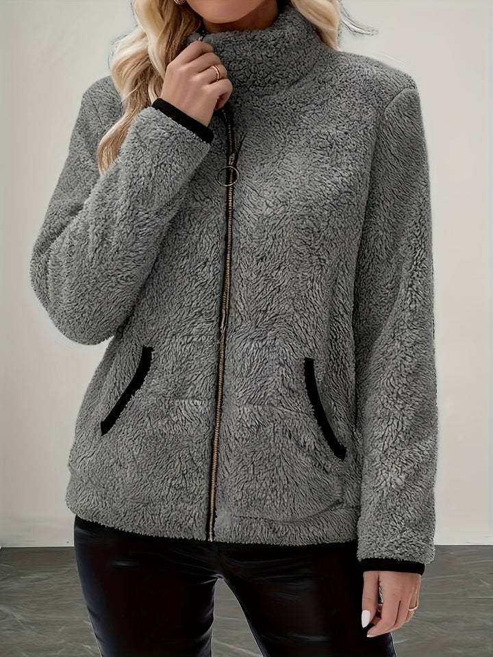 Greta | Cozy Contrast Zip Jacket