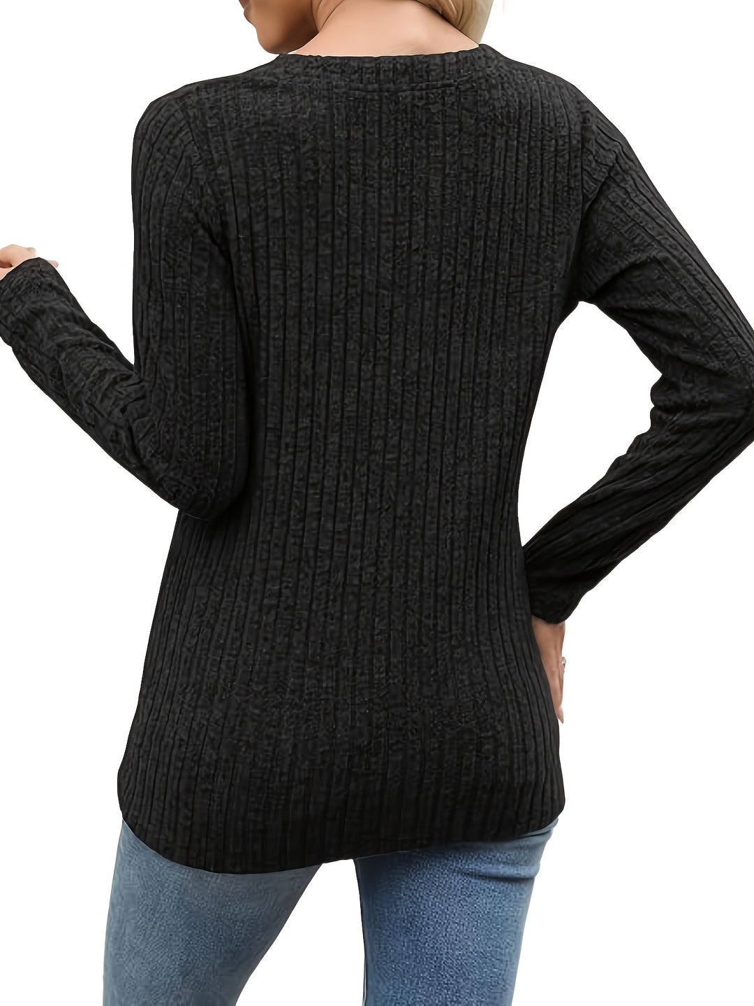 Gwyneth | Ribbed Button V-Neck Top
