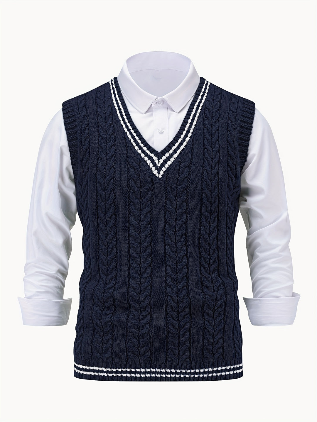 Graham | Cable-Knit V-Neck Vest
