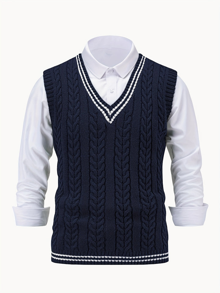 Graham | Cable-Knit V-Neck Vest