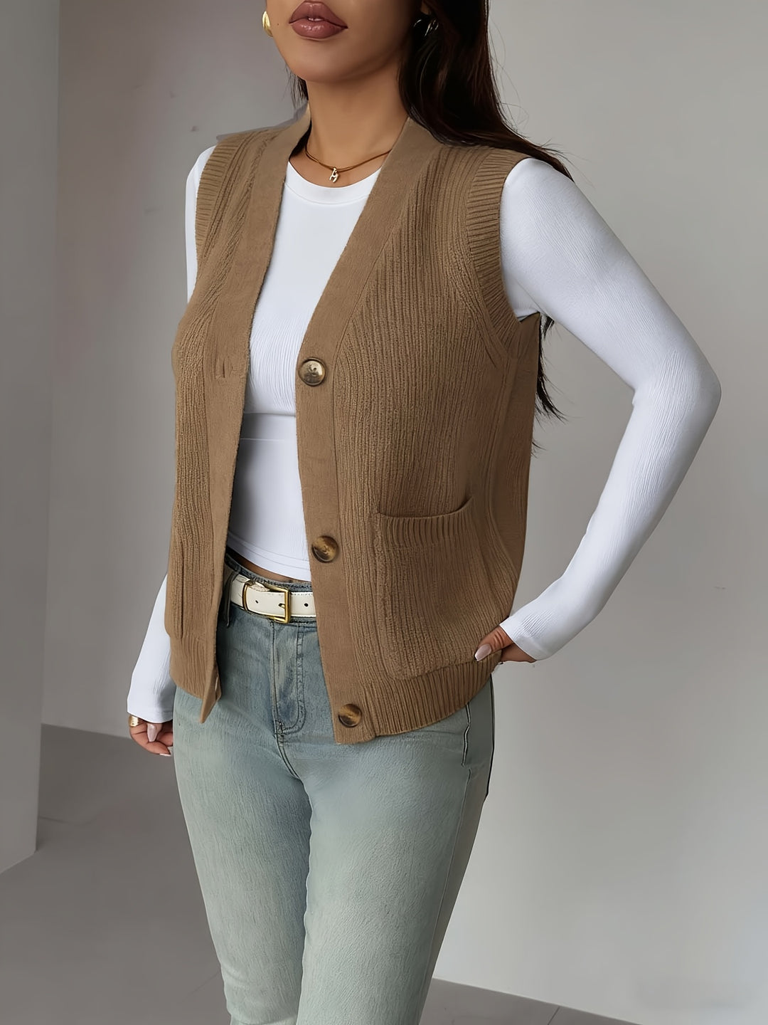 Rosaline | Textured Button-Front Vest