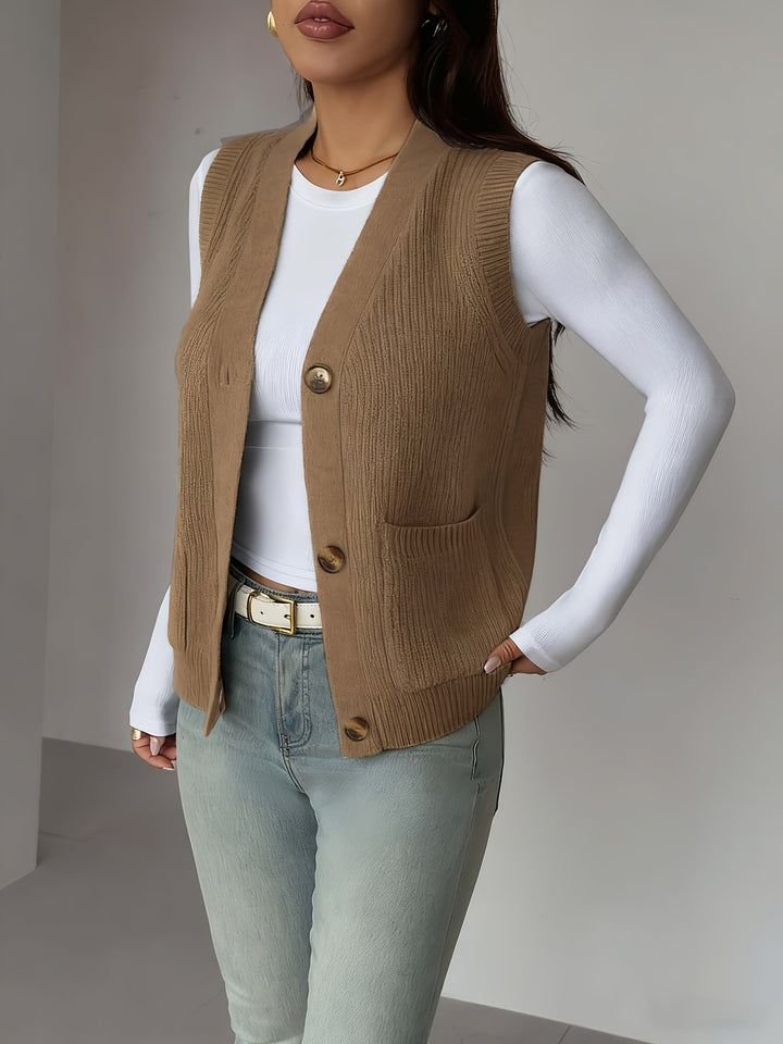 Rosaline | Textured Button-Front Vest