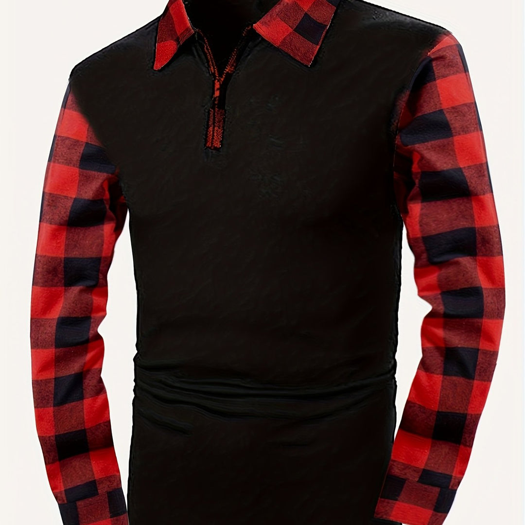 Donovan | Half-Zip Plaid-Sleeve Casual Shirt