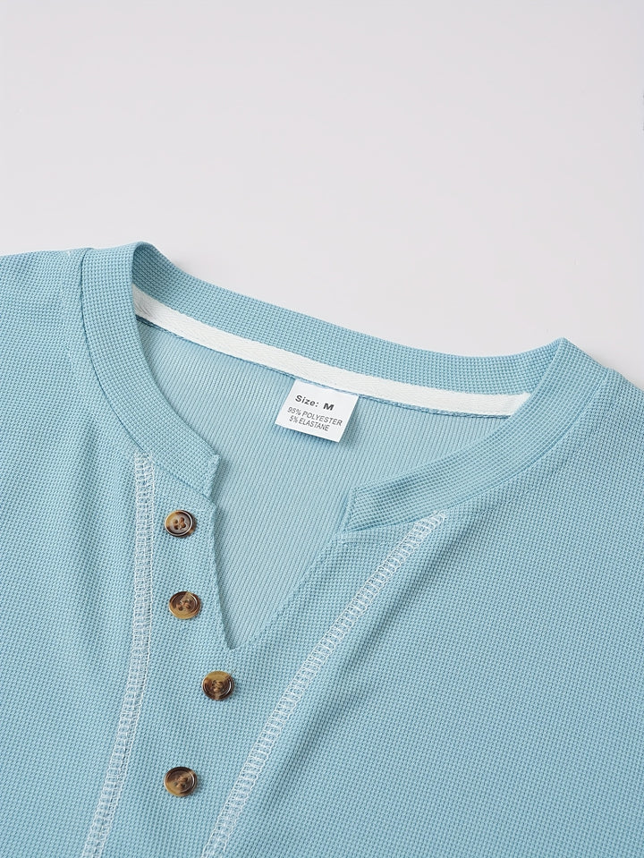 Maxwell | Textured Button-Neck Tee