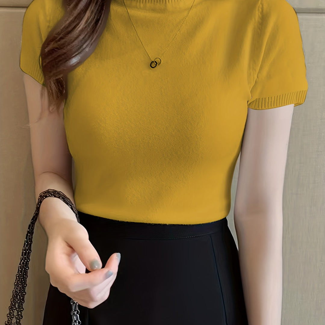 Marnie | Half-Turtleneck Short-Sleeve Top