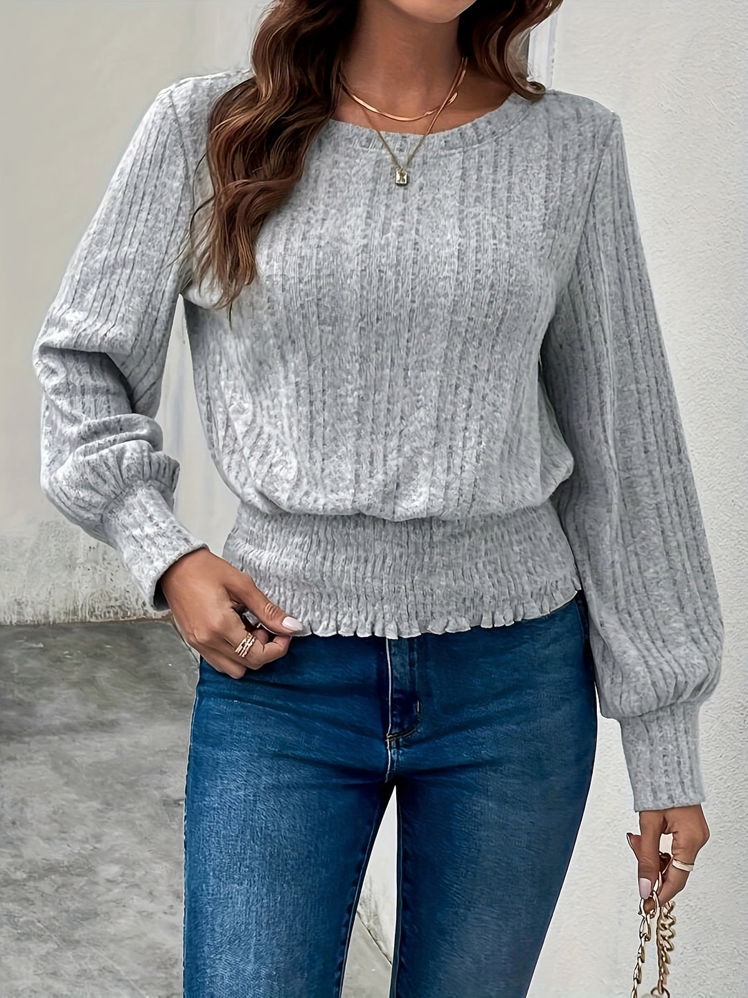 Sylvie | Softly Ribbed Long Sleeve Top