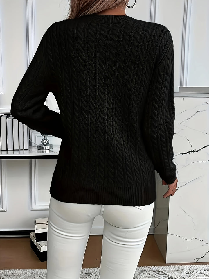Elspeth | Cable-Knit Round Neck Sweater