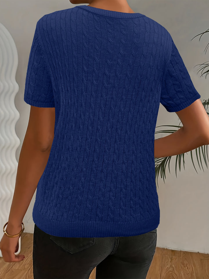 Elaine | Textured Round-Neck Short-Sleeve Top