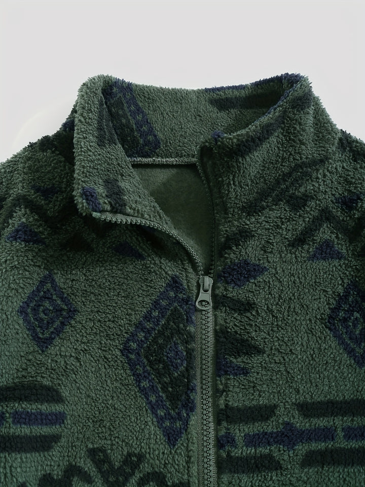 Dahlia | Patterned Plush Zip-Up Jacket