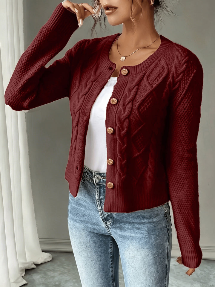 Matilda | Cable-Knit Button-Front Cardigan
