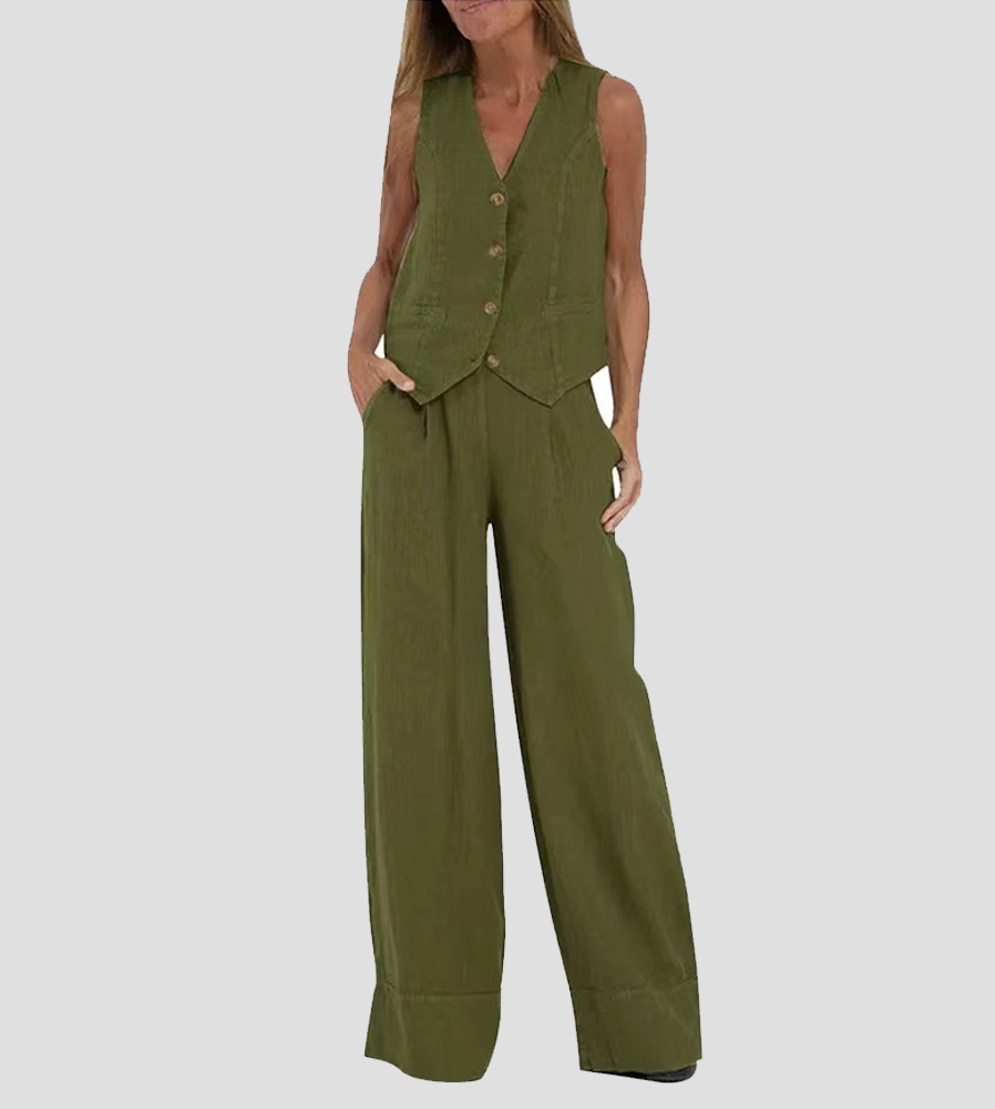 Lauren | Elegant Vest and Wide Leg Pants Set