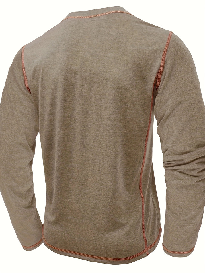Duncan | Contrast-Stitch Long Sleeve Henley