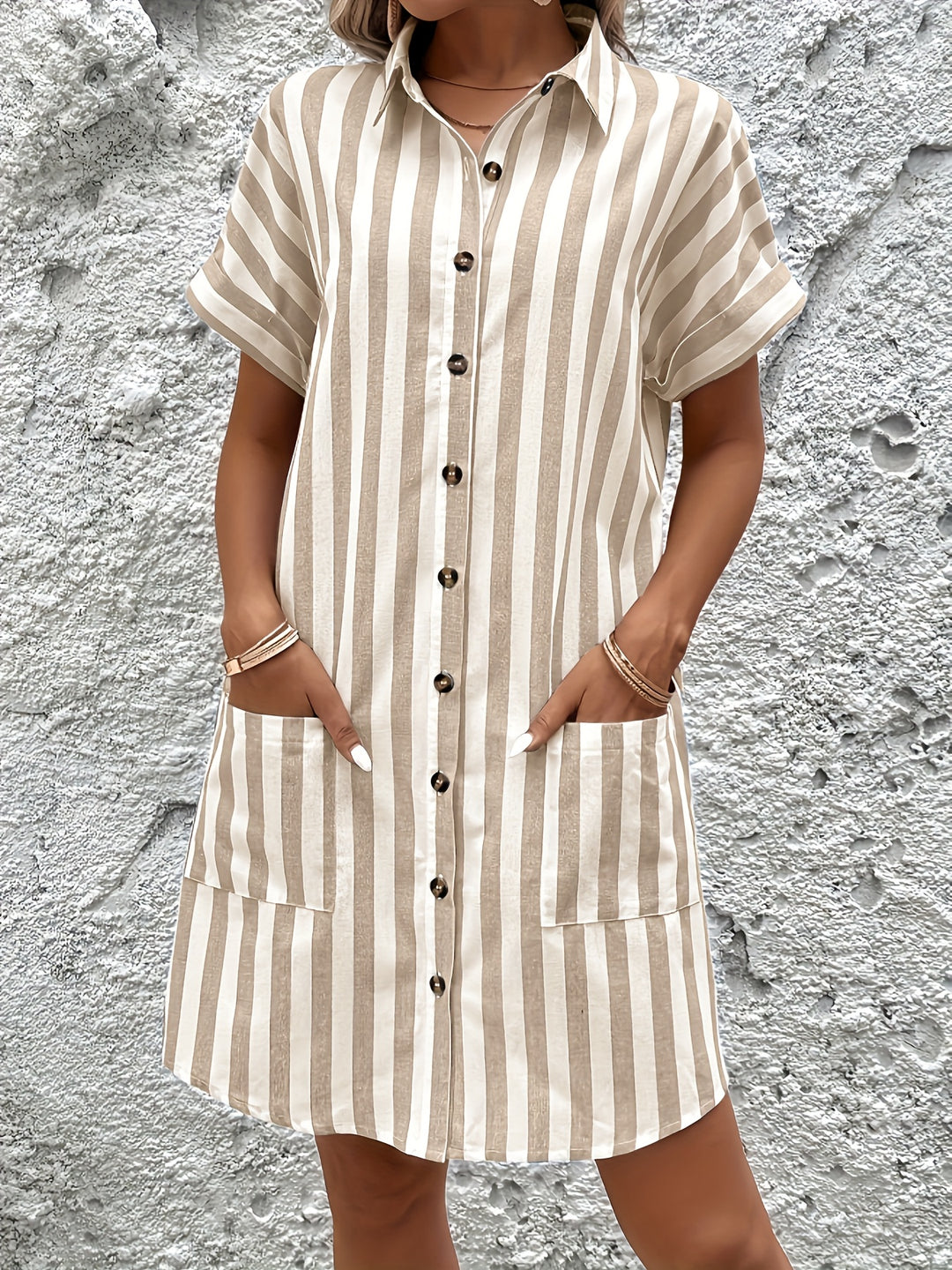 Juliet | Belted Striped Shirt Dress