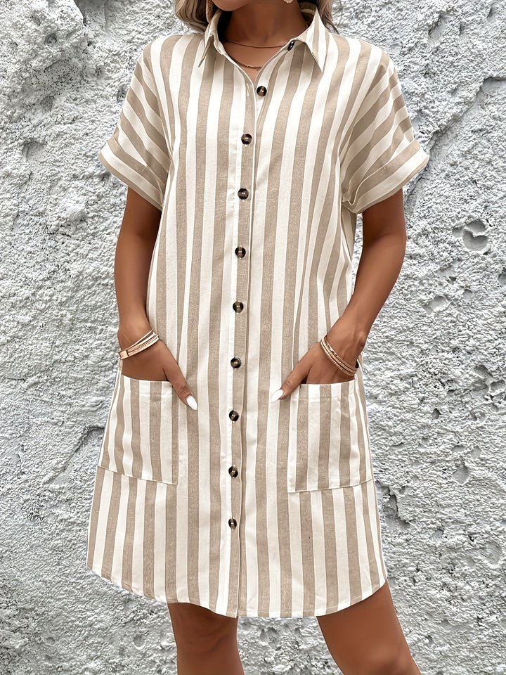 Juliet | Belted Striped Shirt Dress