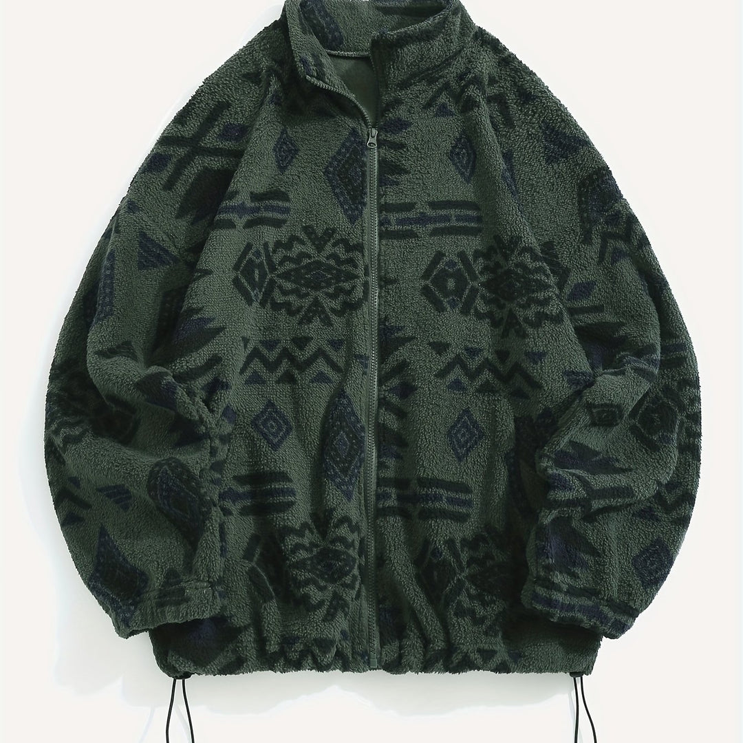 Dahlia | Patterned Plush Zip-Up Jacket