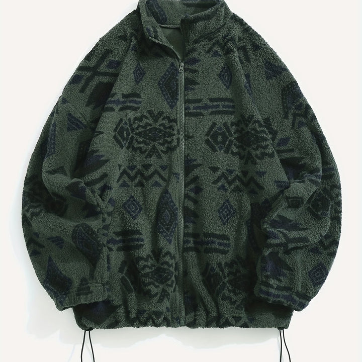 Dahlia | Patterned Plush Zip-Up Jacket