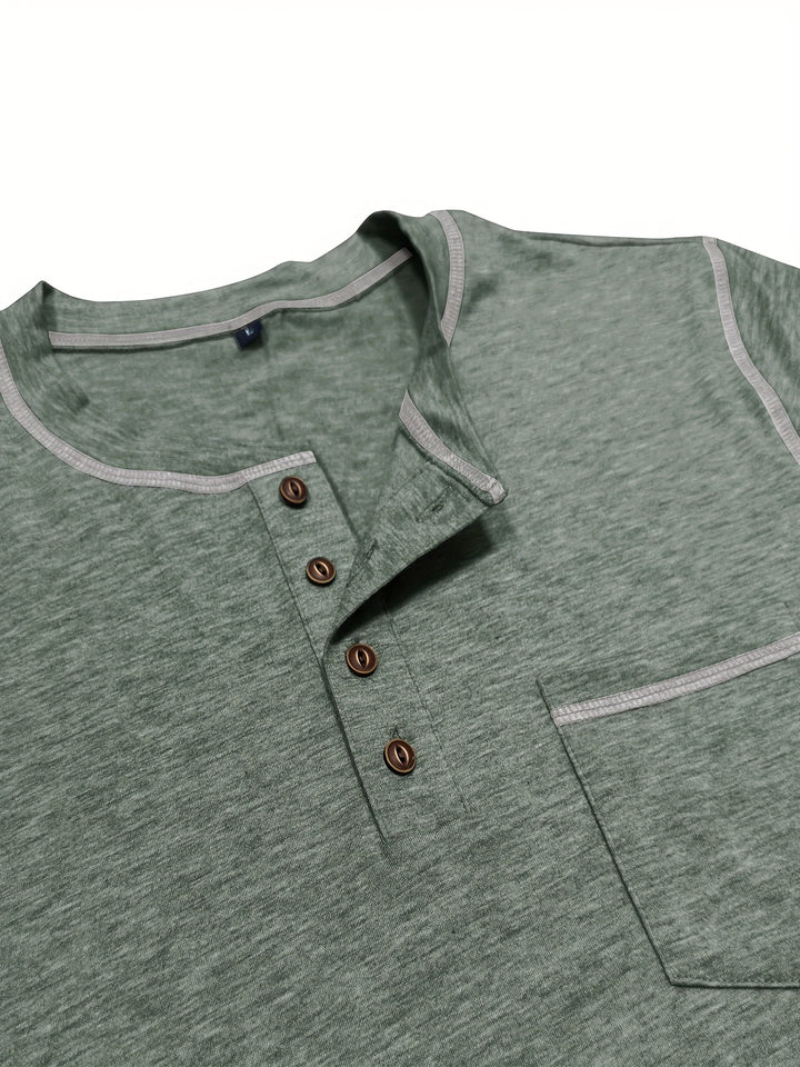 Duncan | Contrast-Stitch Long Sleeve Henley