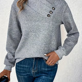 Delphina | Asymmetrical Button-Neck Sweater