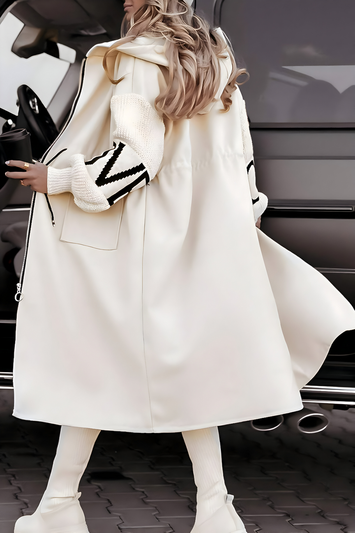 Amelia | Chic Hooded Coat with Knit Details