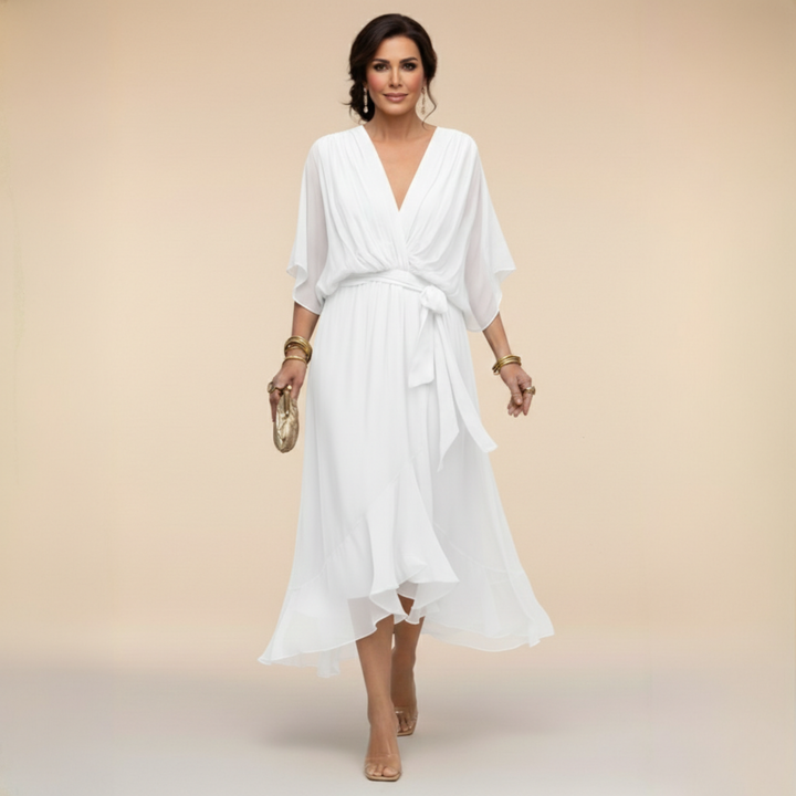 Abigail | Elegant Chiffon V Neck Dress