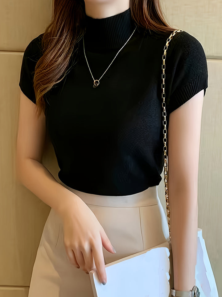 Rowan | Refined Mock-Neck Short Sleeve Top