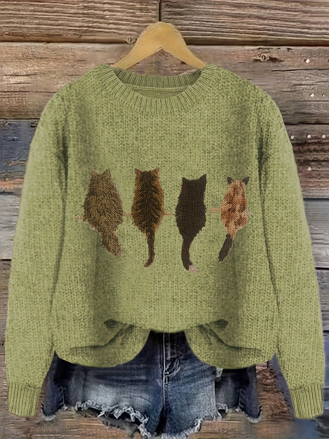 Rosalie | Cat Print Relaxed Sweater