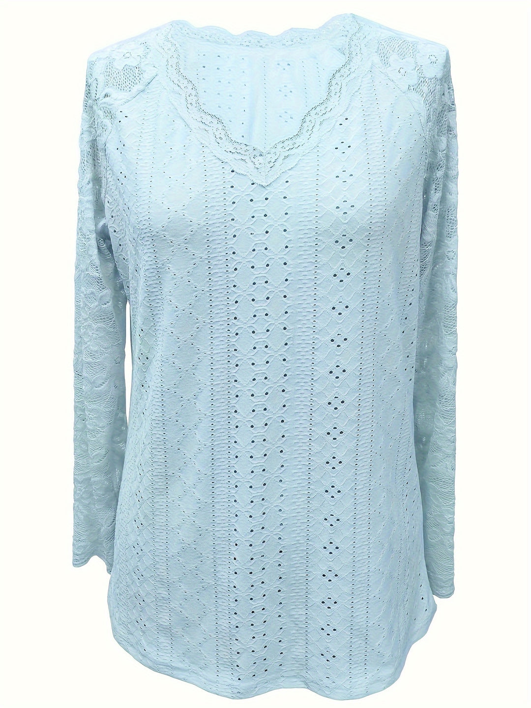 Susanna | Lace-Sleeve Tie-Neck Top