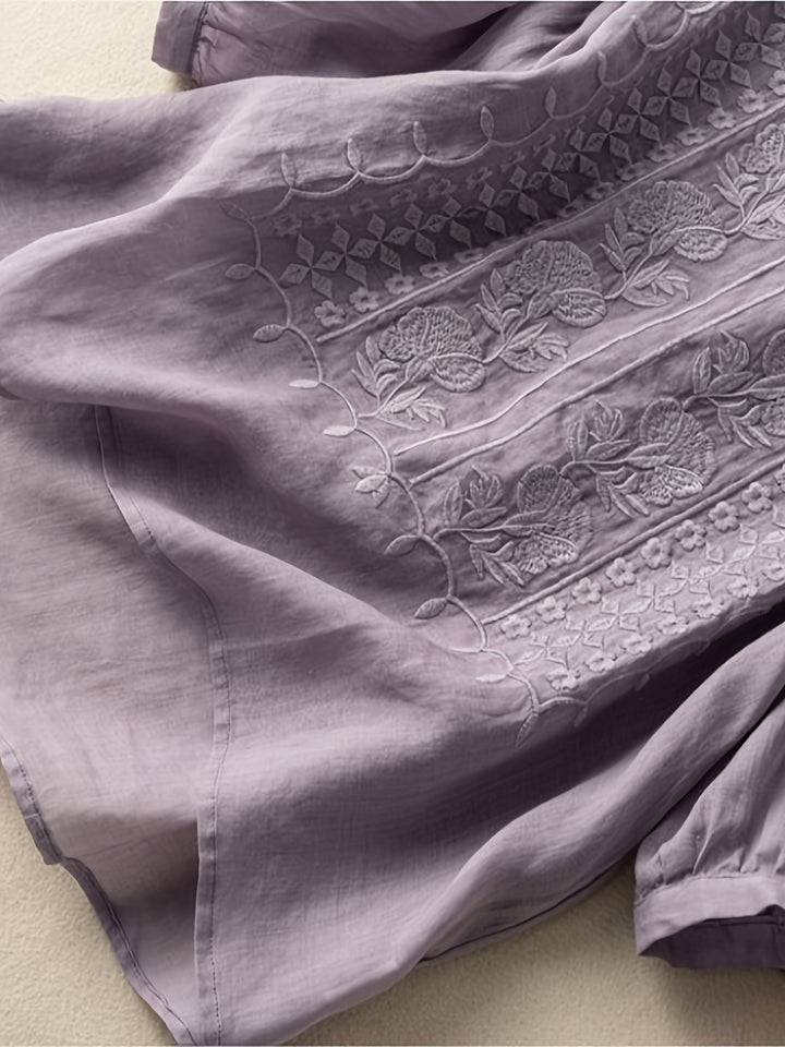 Rosina | Embroidered Scoop-Neck Blouse