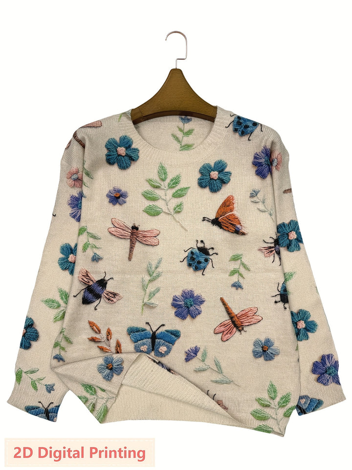 Cynthia | Botanical Crew Neck Sweater