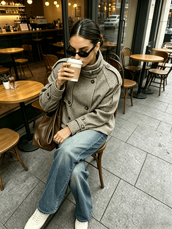 Margaux | Houndstooth Stand-Collar Jacket