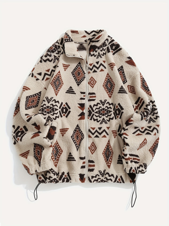 Dahlia | Patterned Plush Zip-Up Jacket