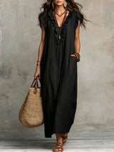 Talia | Bohemian Flutter-Sleeve Maxi Dress