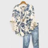 Lina | Elegant Floral Ruffle Blouse