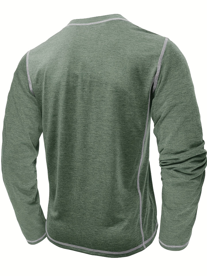 Duncan | Contrast-Stitch Long Sleeve Henley
