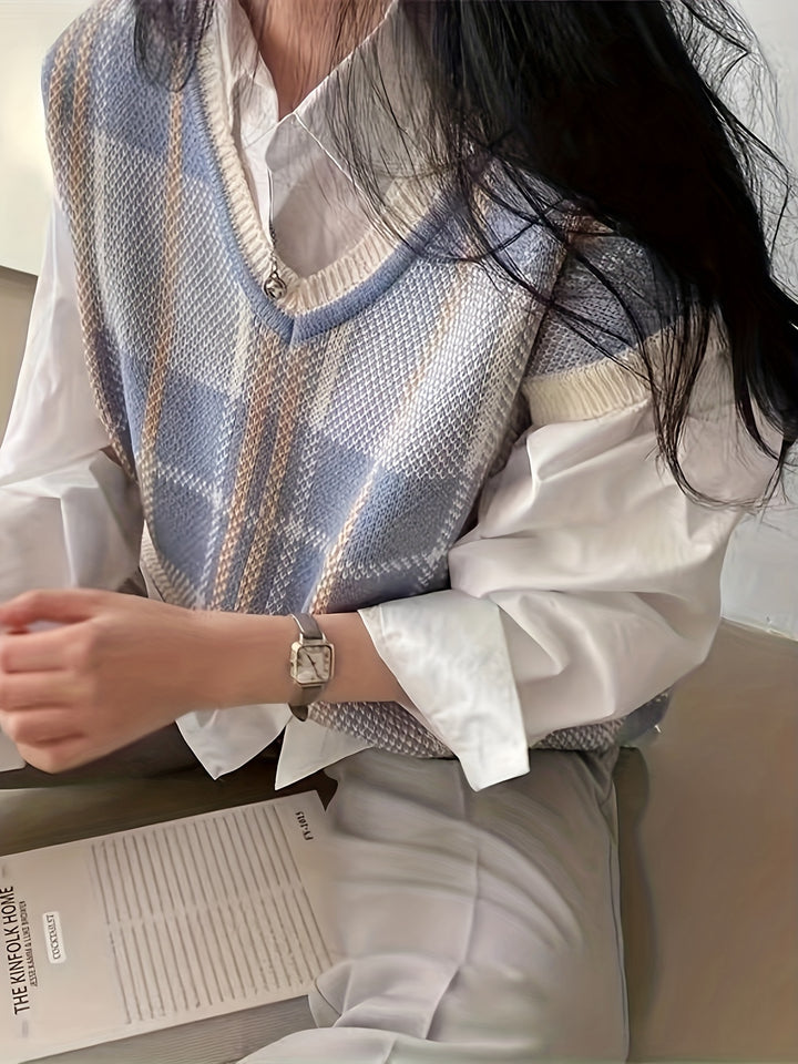 Prudence | Argyle V-Neck Sweater Vest