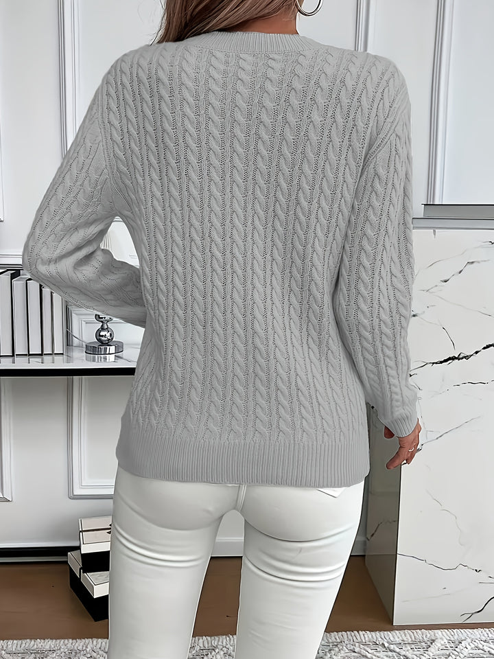Elspeth | Cable-Knit Round Neck Sweater