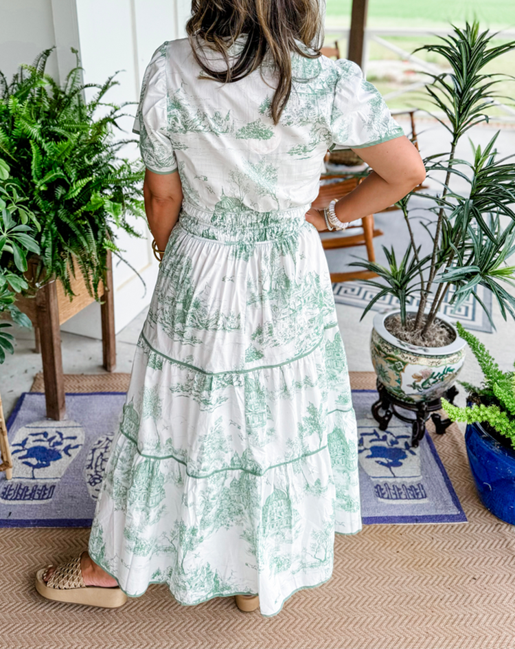 Eliza | Classic Elegant Toile Maxi Dress