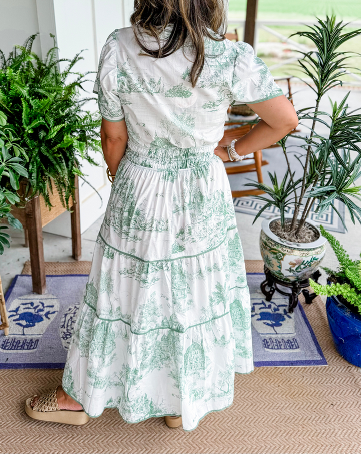 Eliza | Classic Elegant Toile Maxi Dress