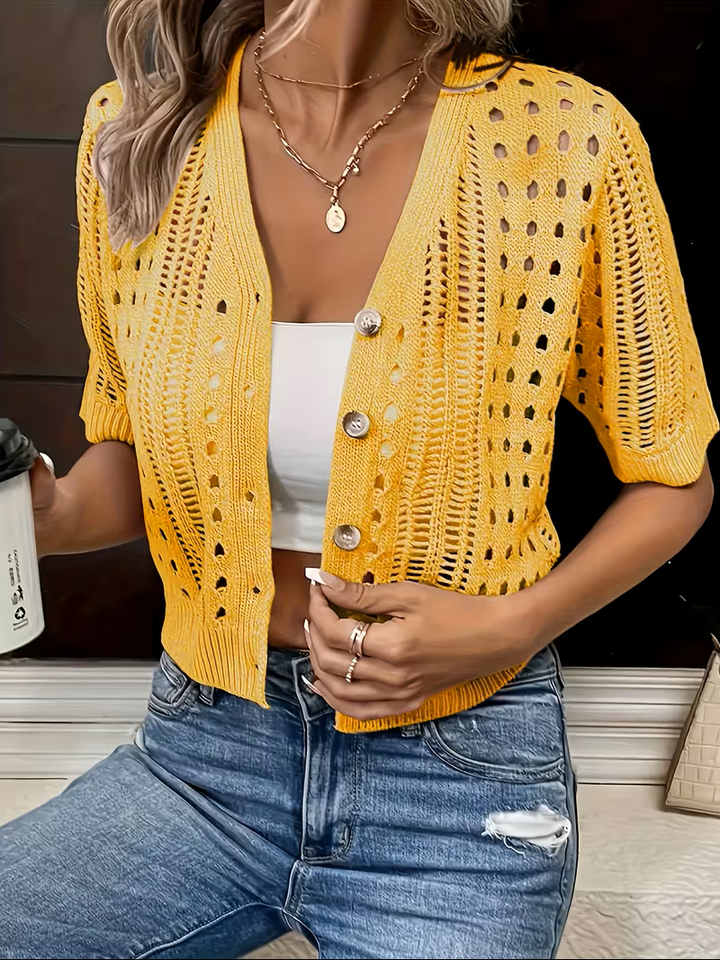 Rosemary | Open-Knit Short-Sleeve Cardigan