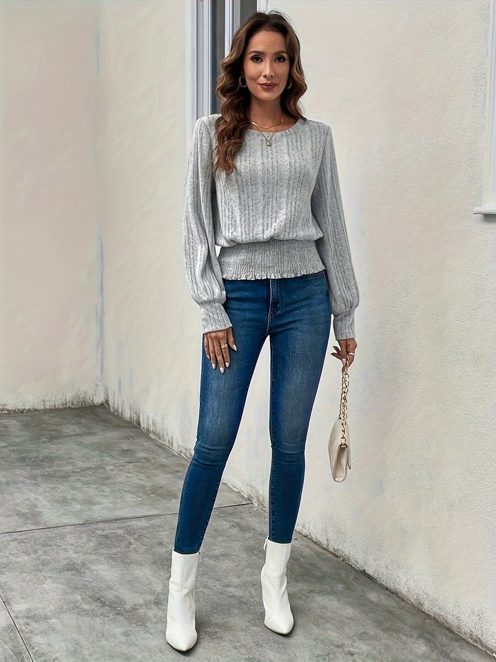Sylvie | Softly Ribbed Long Sleeve Top