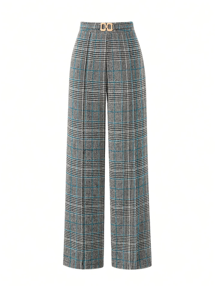 Brooke | Refined Wide-Leg Plaid Trousers