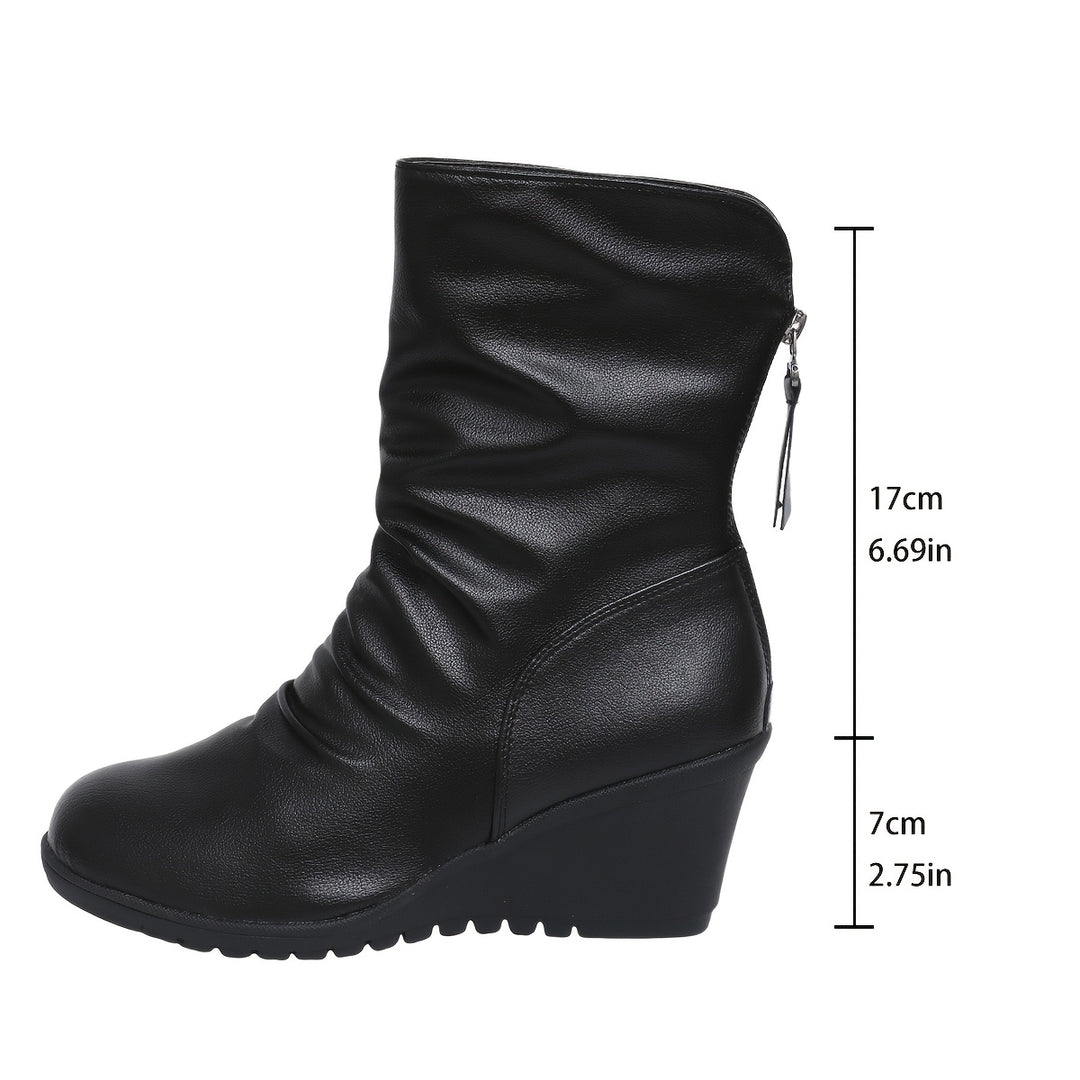 Rowena | Ruched Wedge Boots