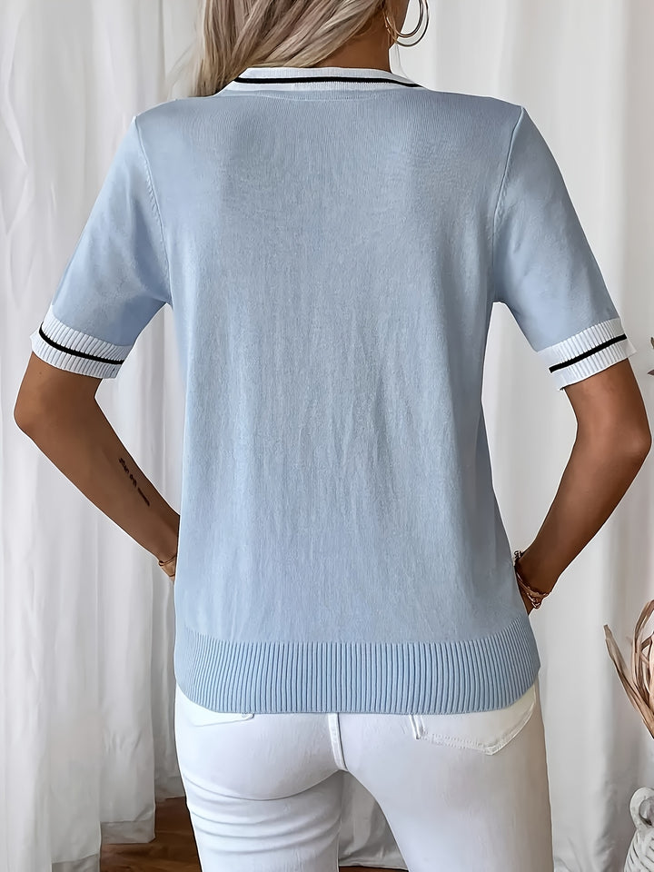 Maeve | Tie-Neck Short Sleeve Pullover