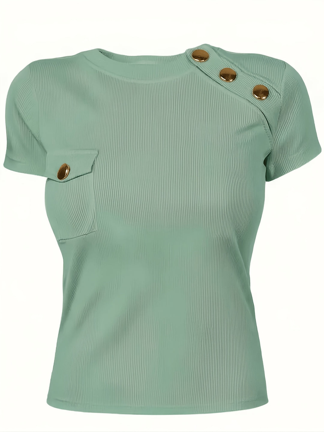 Beverly | Button-Accent Round Neck Top