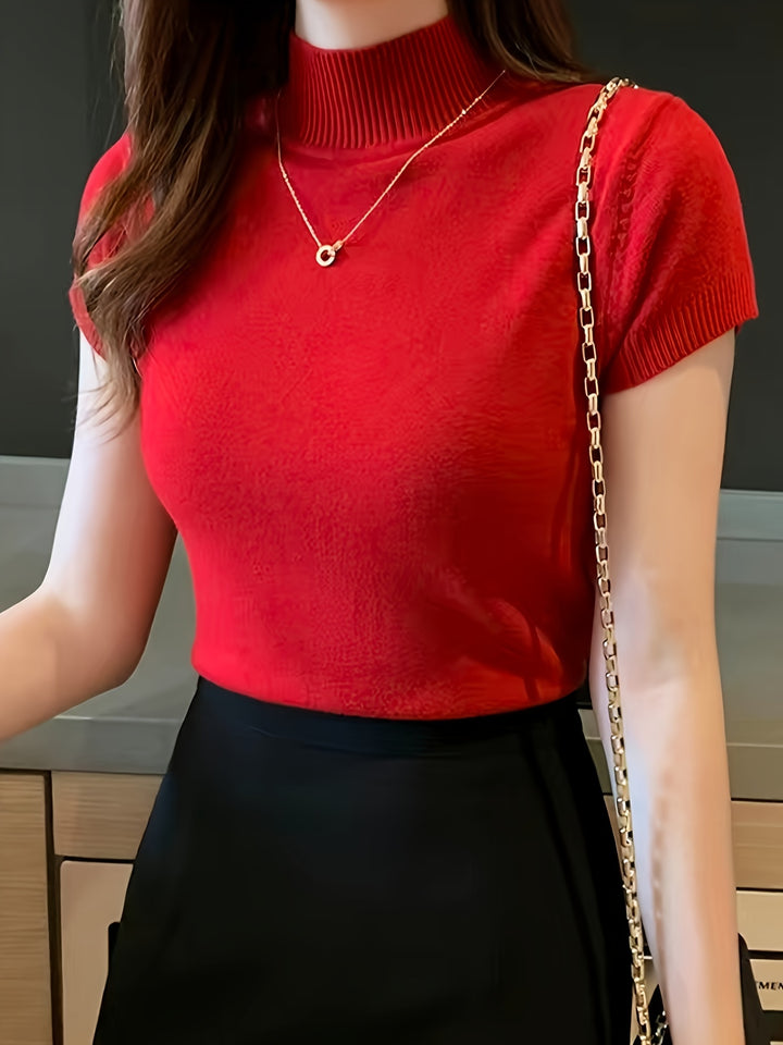Rowan | Refined Mock-Neck Short Sleeve Top