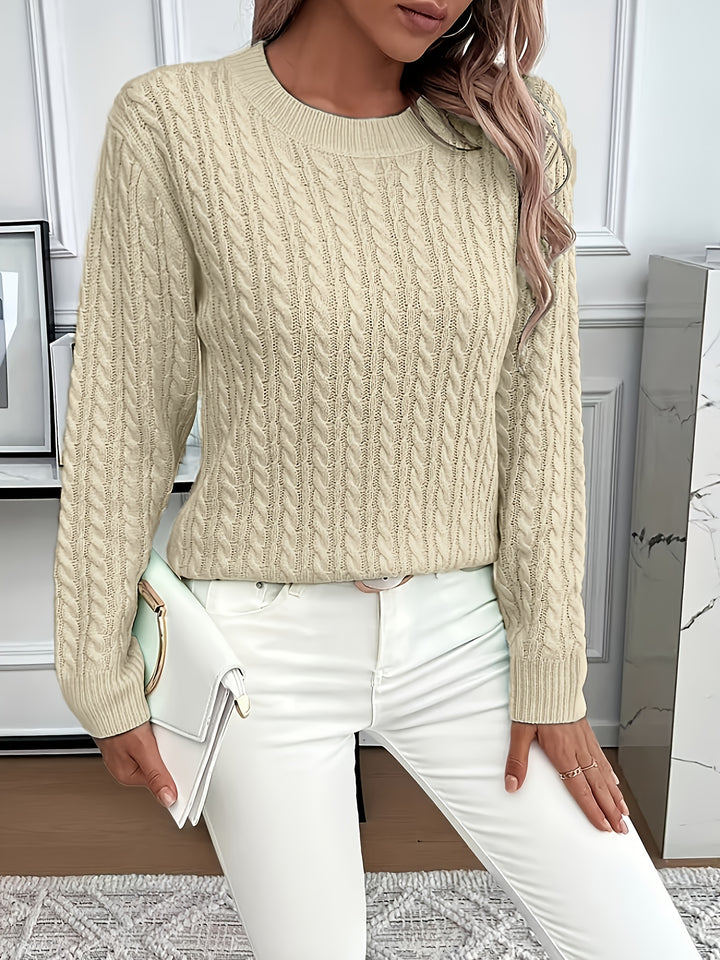 Elspeth | Cable-Knit Round Neck Sweater