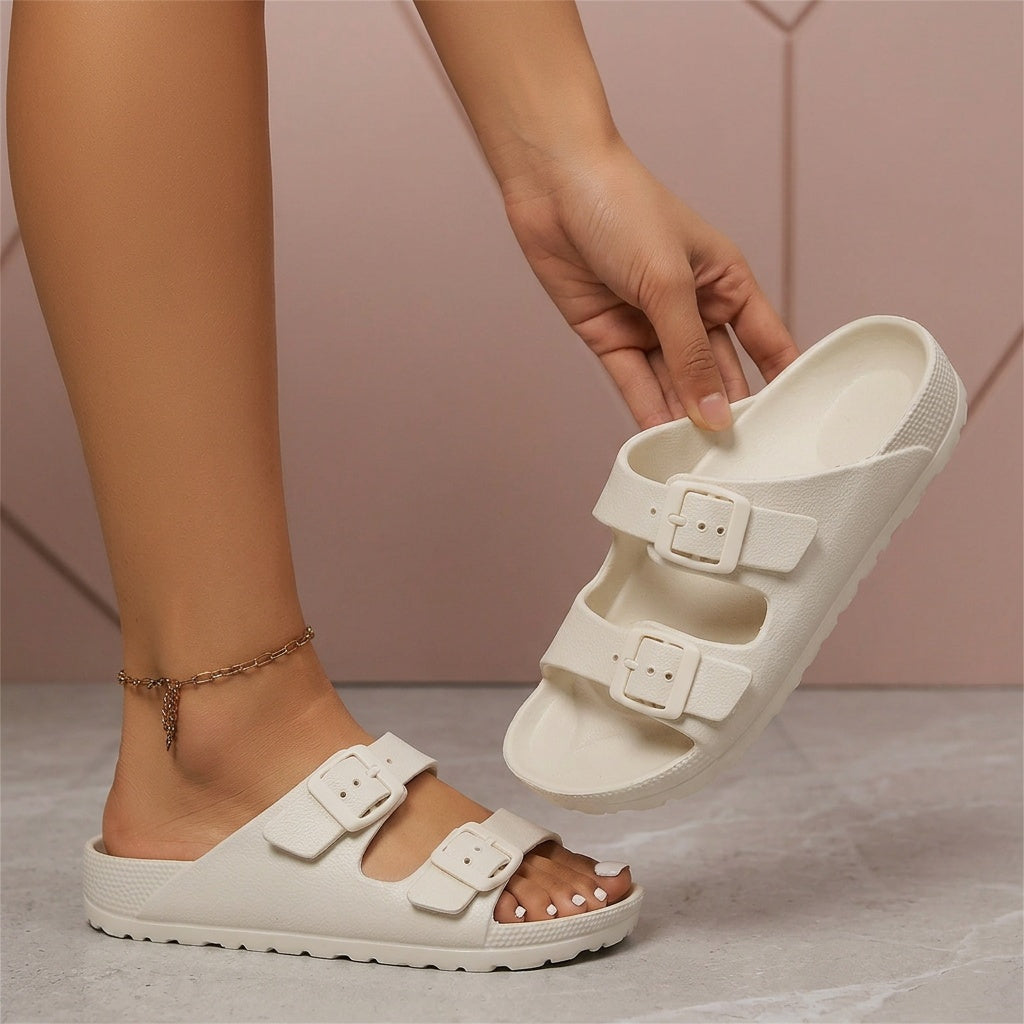 Sadie | Cushioned Double-Buckle Slide Sandals