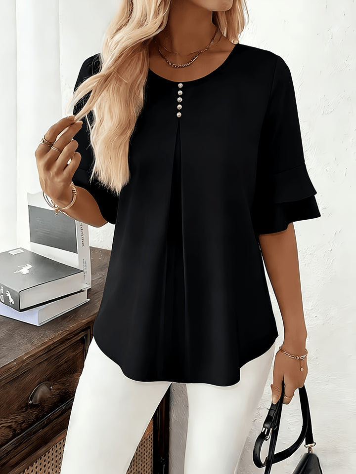 Annette | Flared-Sleeve Ruffle Top