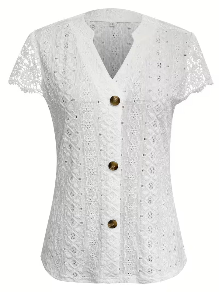 Ariana | Classic Button V Neck Shirt